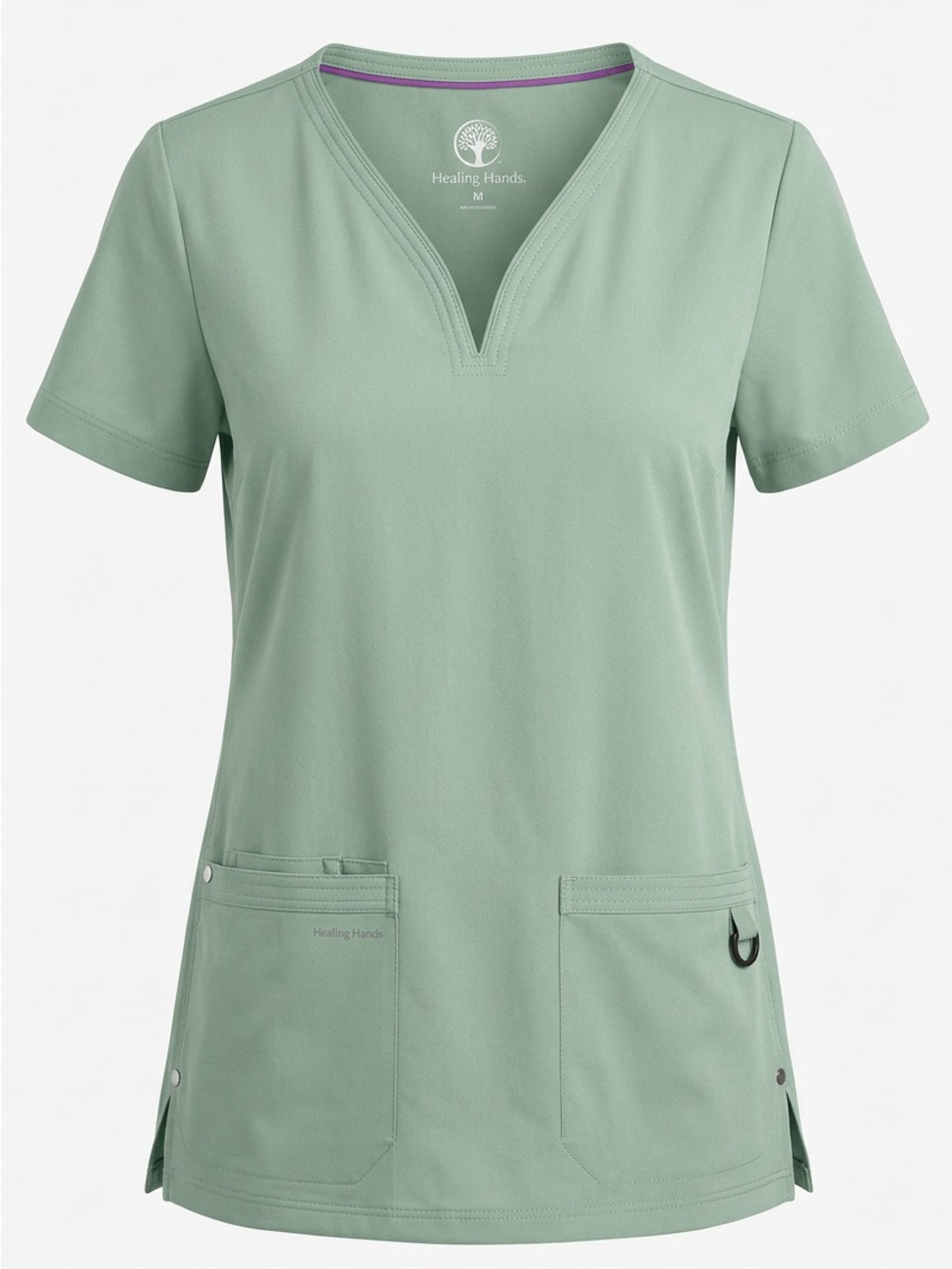healing hands Mint Green Notched V-Neck Scrub Top